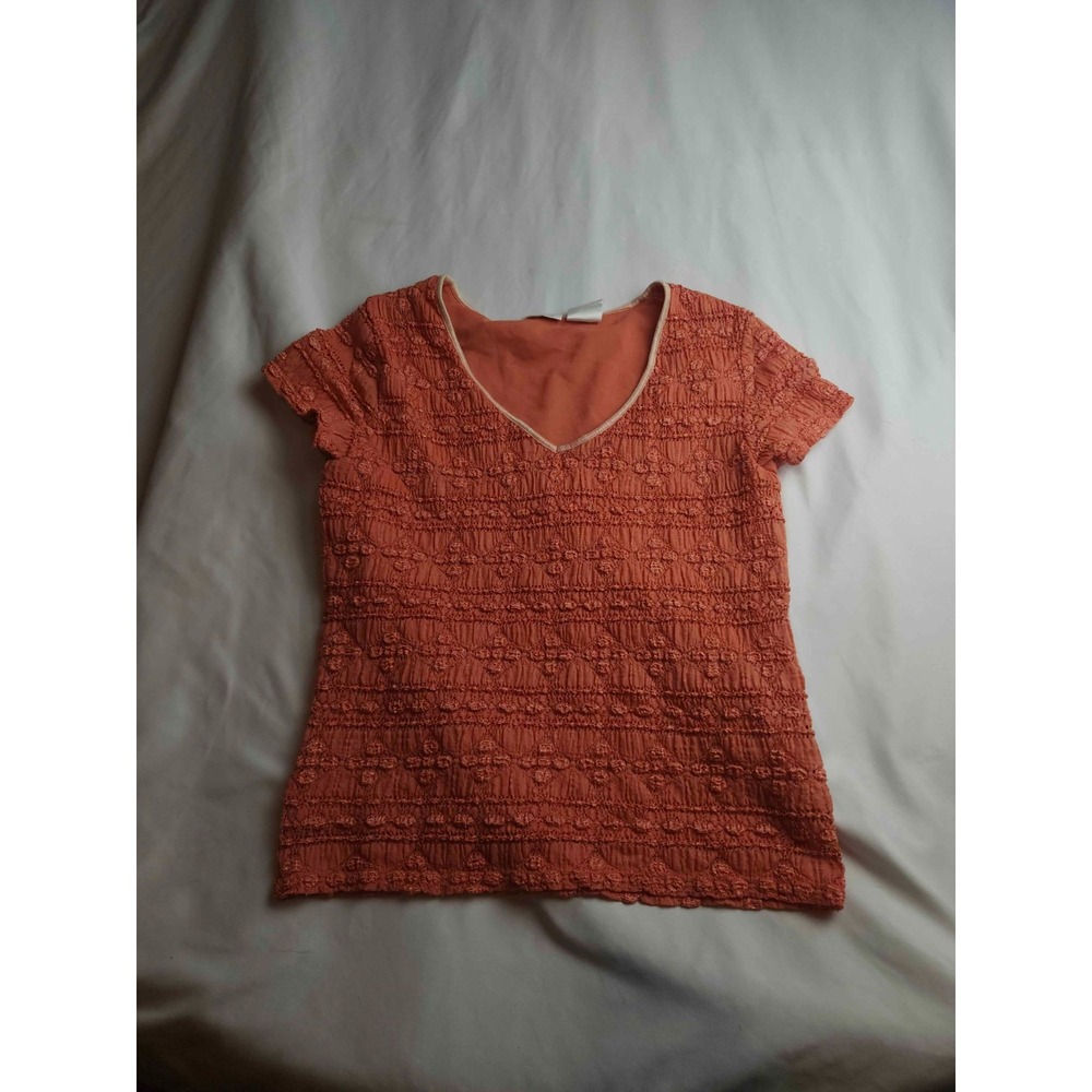 Vintage 90s Y2K Worthington Top Womens S Orange Boho Chic Retro Summer Festival